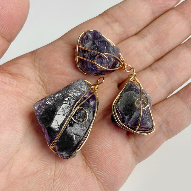 Purple Amethysts Quartz Crystal Pendant Charm Connector For Healing Pendulum Jewelry Making Diy Earring Necklace Gifts