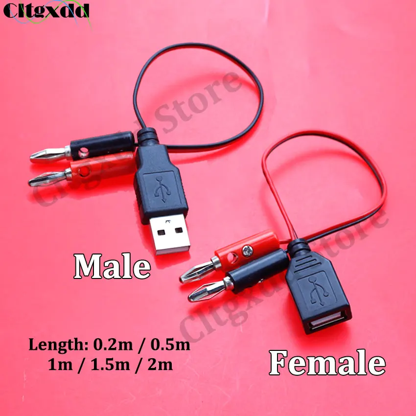 Cltgxdd USB-Stecker Buchse zu 4mm Bananen stecker Verbindung leitfähiges Kabel USB ein Bananen stecker Test Ladekabel