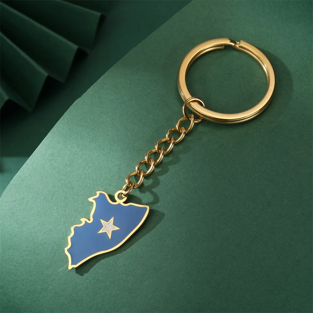 Eueavan Somali Karte Anhänger Schlüssel anhänger Frauen Männer Edelstahl Somalia Flagge ethnischen Auto Schlüssel anhänger Ring neuen Trend Schmuck Geschenke – Detail 6
