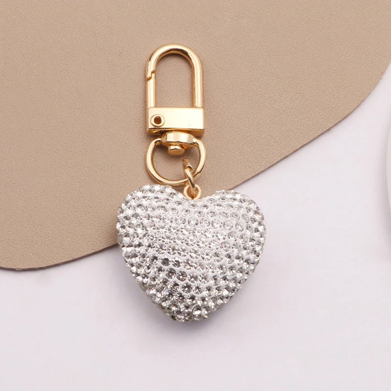 Light Luxury Multi Color Love Heart Keychain Set Full Alloy Key