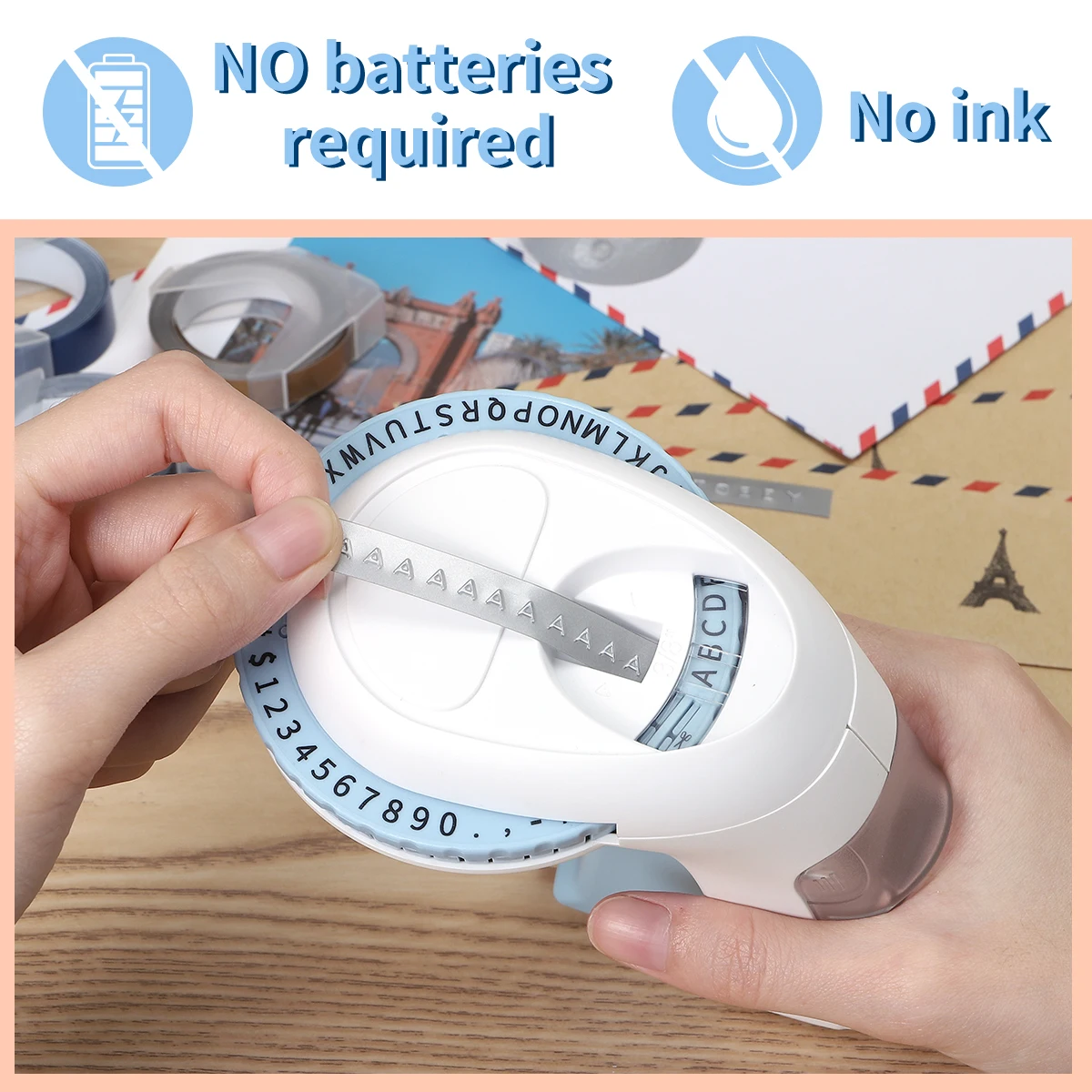 Dymo 3D 라벨 테이프, 오메가 엠보싱 라벨 메이커 포함, 자체 접착 라벨 프린터, Dymo 12965 엠보싱 라벨 메이커와 유사, 9mm
