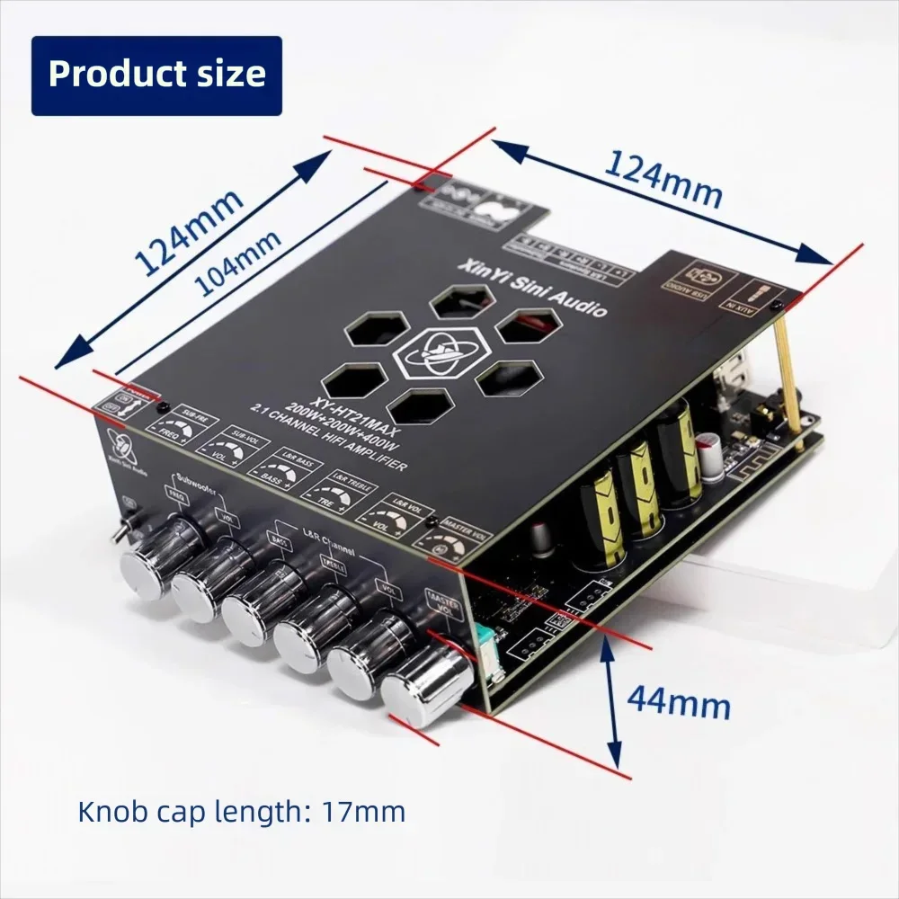 Amplifier 200W*2+400W XY-HT21MAX 2.1 Channel HiFi Bluetooth Digital Audio Power
