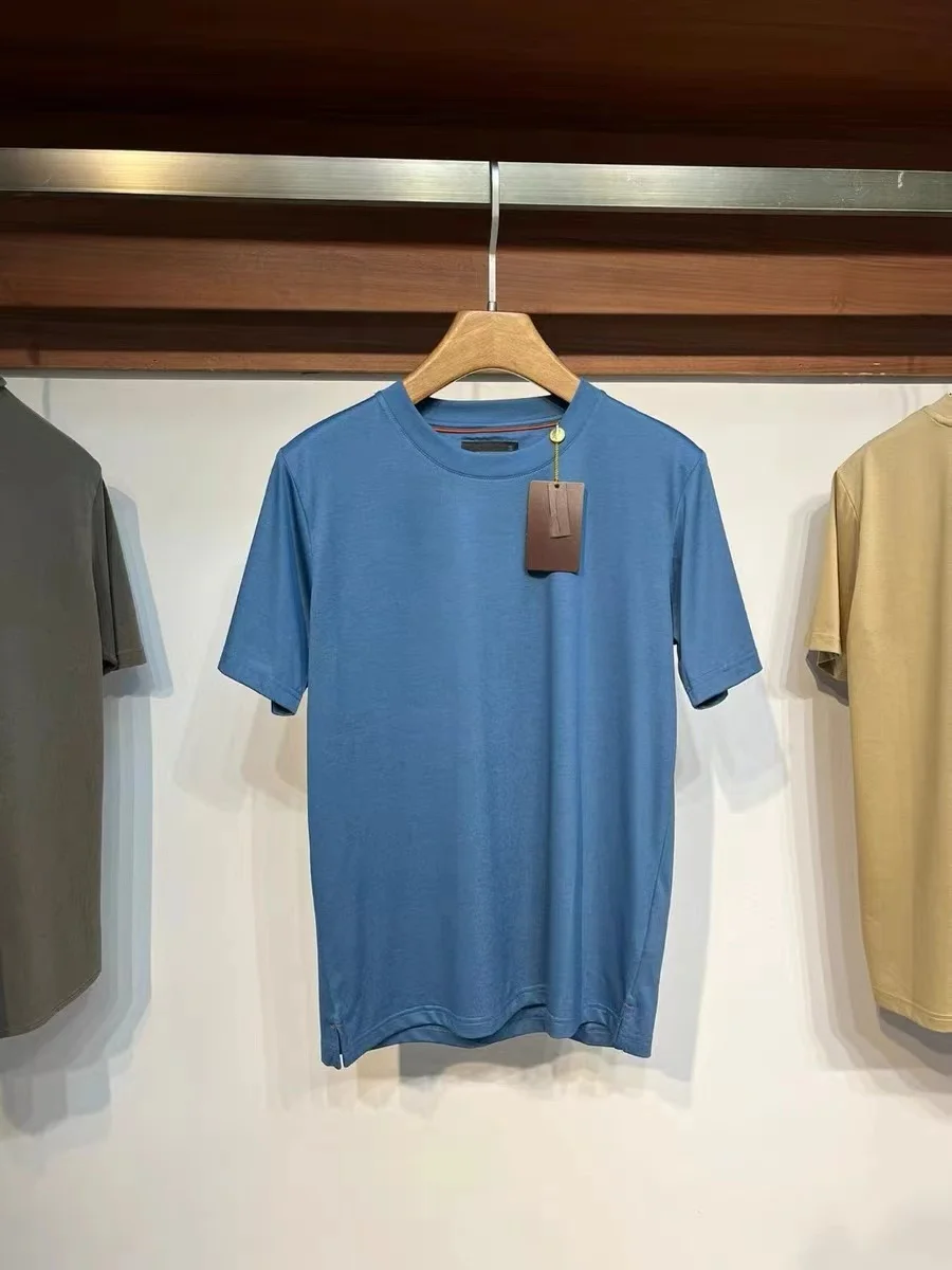 2024ss Camisa de manga corta LP de cuello redondo sólida simple y delgada para camiseta casual de manga corta para hombre