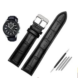 Genuine Leather Watch Band Bracelet Strap, 20mm 22mm, Black Brown - 22mm (Black  Silver)
