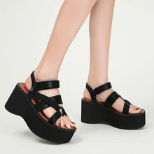  Platform Wedges Sandals For Women Strappy Flip Flop Slipper Shoes 2023 Summer New Goth Casual Cross Band Thong Sandals Brand 