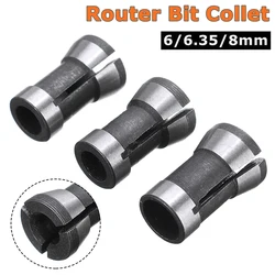 3 peças de alta precisão adaptador pinça 6/ 6.35/ 8mm roteador bit collet mandris gravura máquina corte roteador fresa ferramentas