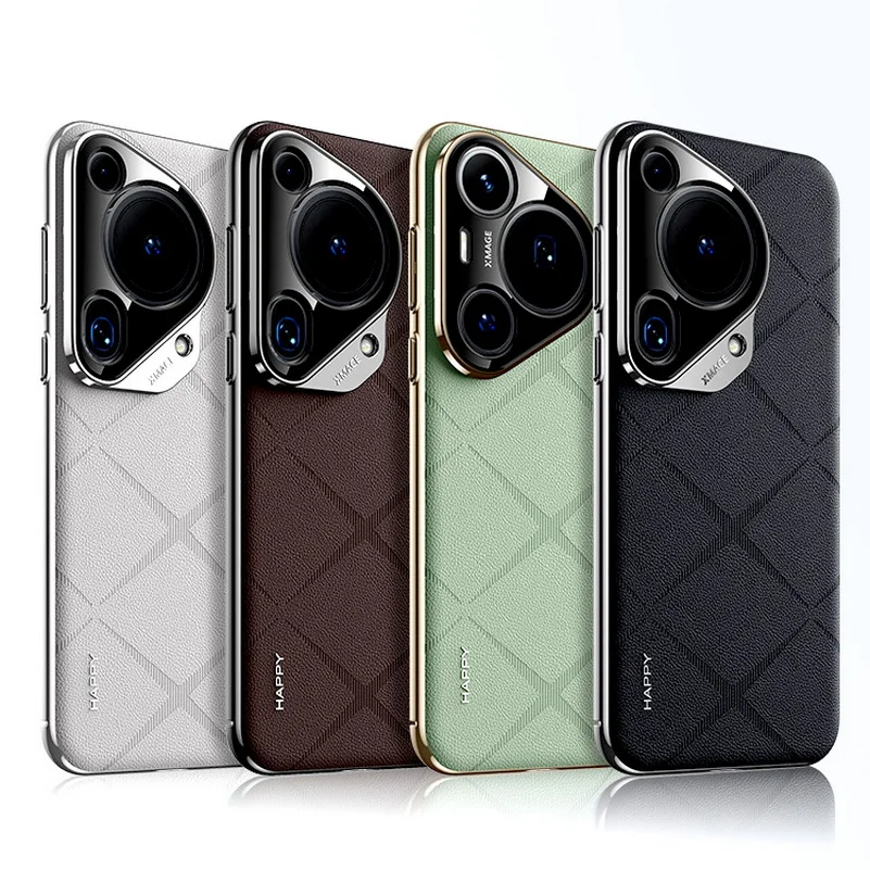 Luxury Leather Case with Camera Lens Protection - Hard Slim Textured Cover
