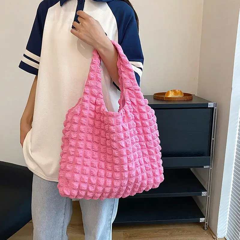 Cute Pleated Puff Shouder Bag Women Large-capacity Cloud Armpit Bag Winter 2023 Fashion Handbags Girls