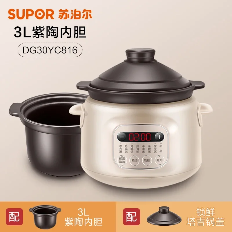 Ceramic Stew Pot Purple Sand Slow Cooker Steamer 2-layer Small Porridge  Stewpot Ceramic Braised Mini Crockpot Electric Soup Pot - AliExpress