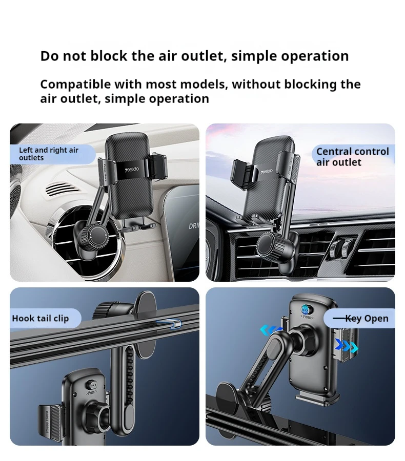 Car Phone Holder Hook Base Car Air Outlet Navigation Air Conditioning Port Phone Holder For iPhone Xiaomi Huawei Samsung