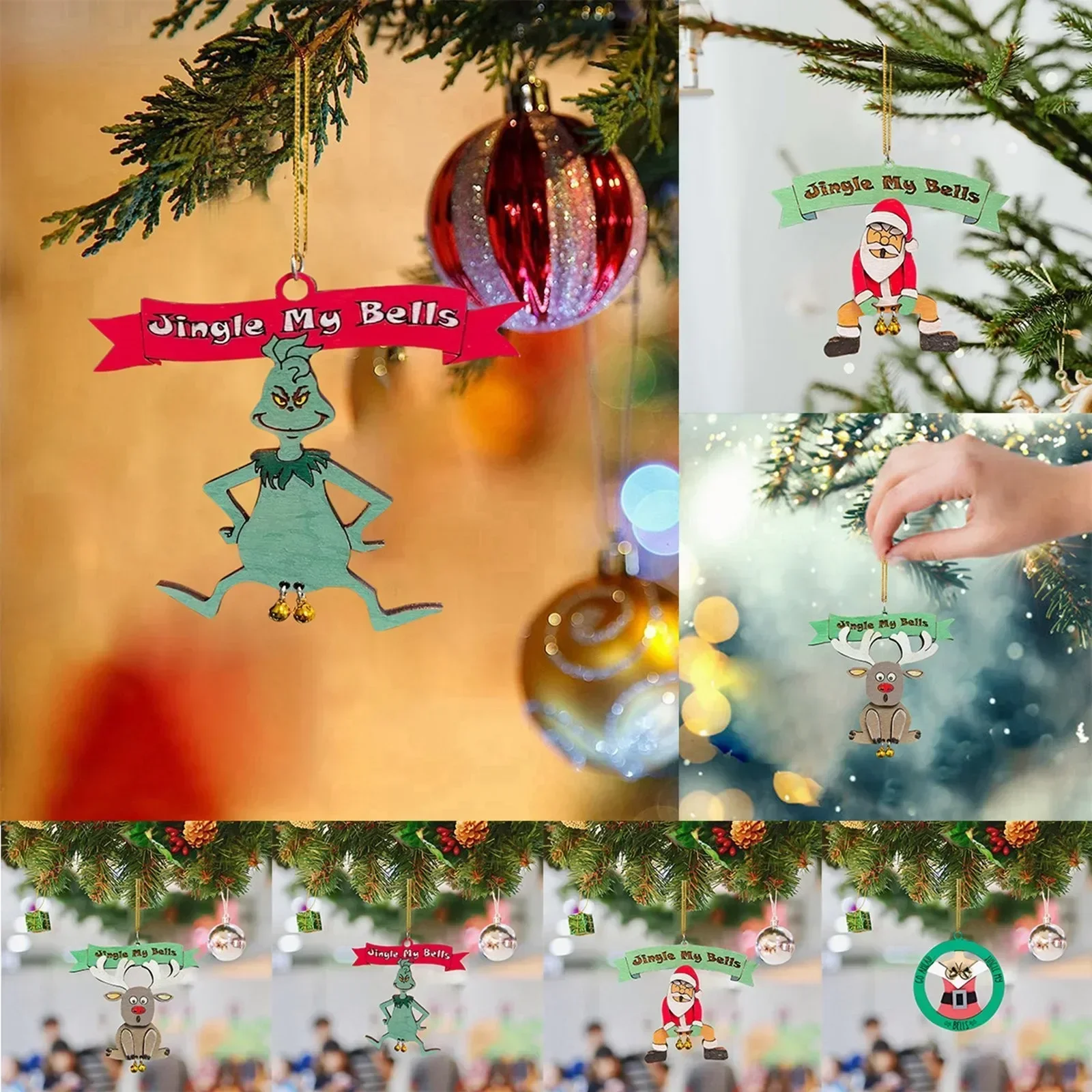 DIY Christmas Pendant Jingle My Bells Ornaments for Christmas Tree Assorted Plastic and For Christmas Tree Hanging Decorations