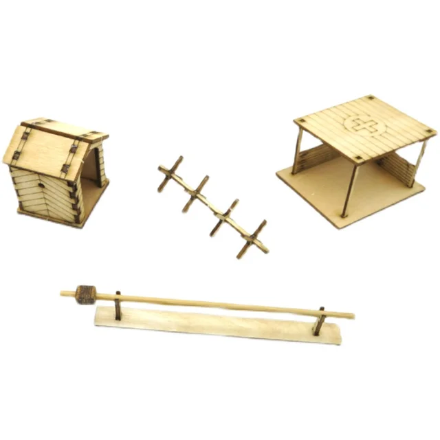 1: 72 World War II Barricade Post Command Room Scene Wooden Assembly Model Ornaments Manual Gifts 1