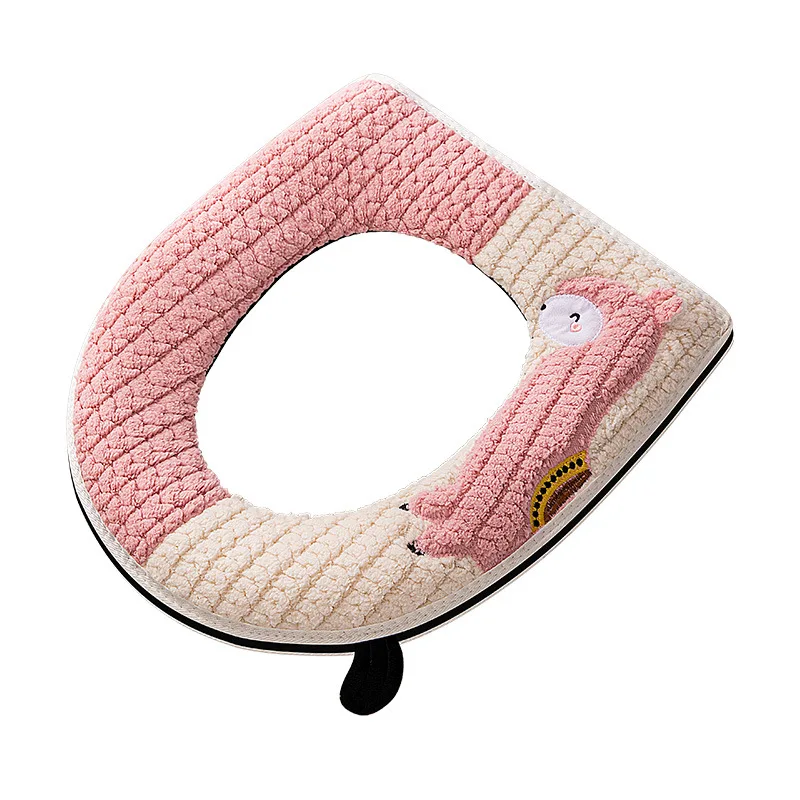 Household Zippered Toilet Seat Cushion All Seasons Universal Plush Handle Toilet lid Cover Bathroom Accessories toilet seat cover toilet seat cushion toilet accessories