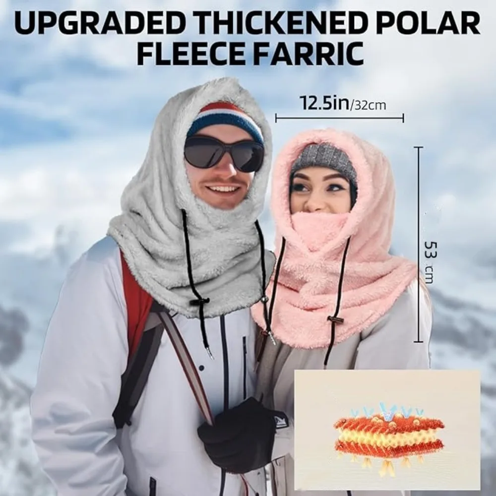 High Quality Arctic Velvet Sherpa Hood Ski Mask Adjustable 3 in 1 Warm Hood Warm Tool Thicken Neck Warm Hooded Men Women 3