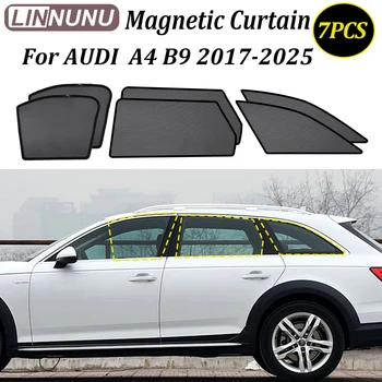 LINNUNU For AUDI A4 B9 2017-2025 3 boxes Car Window Sunshade Magnetic Curtain Auto Side Window Sunshade Exterior Trim sun shade 1