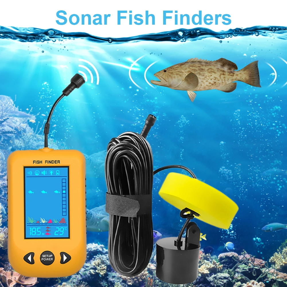 100m Lake Handheld Sonar Depth Sensor Fish Finder LCD Display Fishing Equipment 