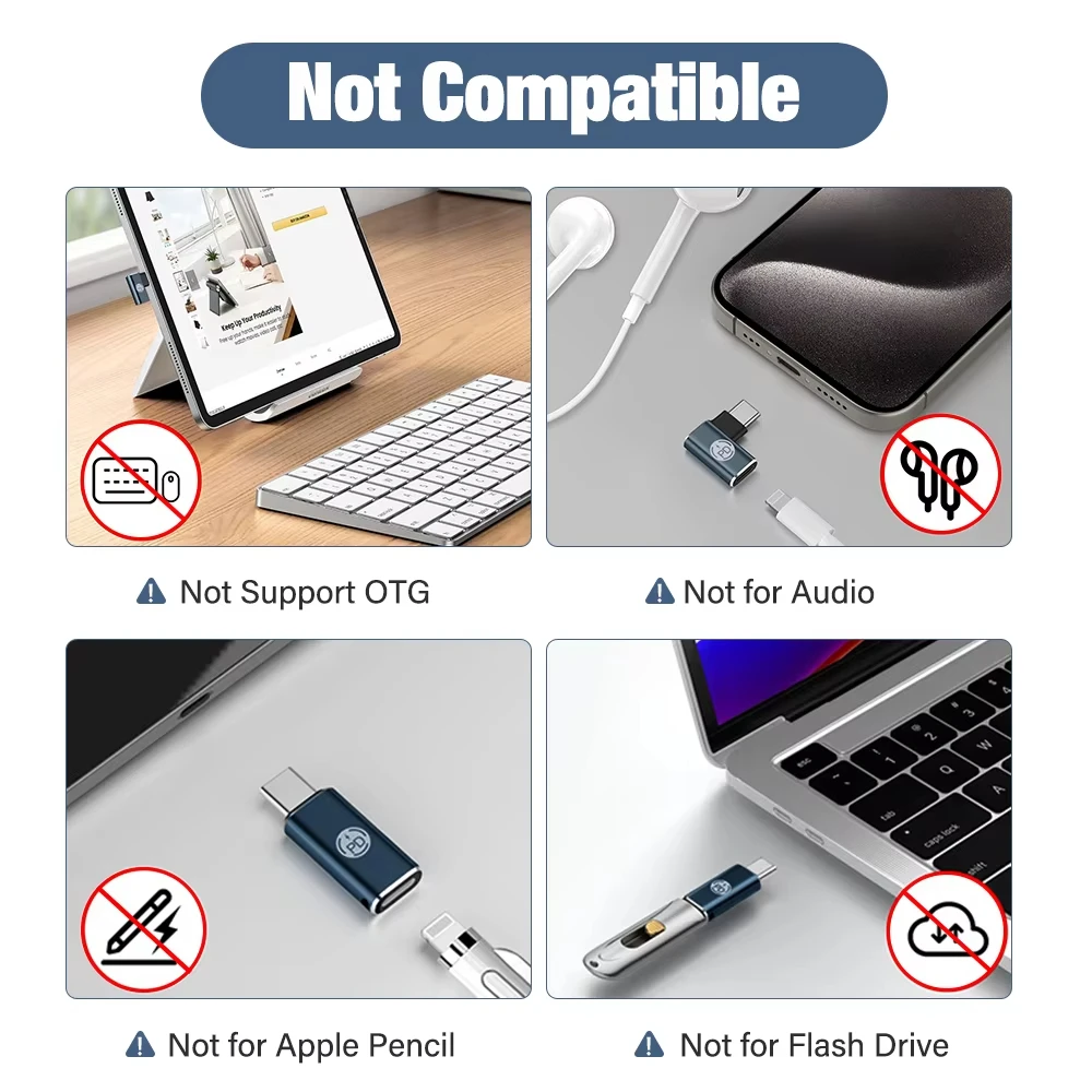 NNBILI 폰 27W 슈퍼 충전 어댑터 라이트닝 암-타입-C 수 케이블 어댑터 컨버터 (USB C-라이트닝 커넥터용)