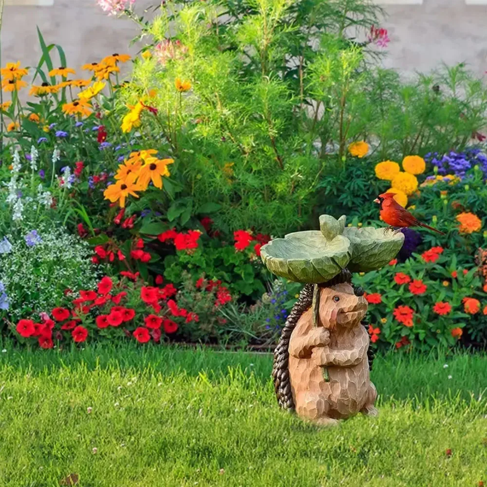 

Garden Raccoon Birdbath Polyresin Antique Resin Bird Bath Garden Yard Ornaments Retro Outdoor Yard Decor Fountains Decoration
