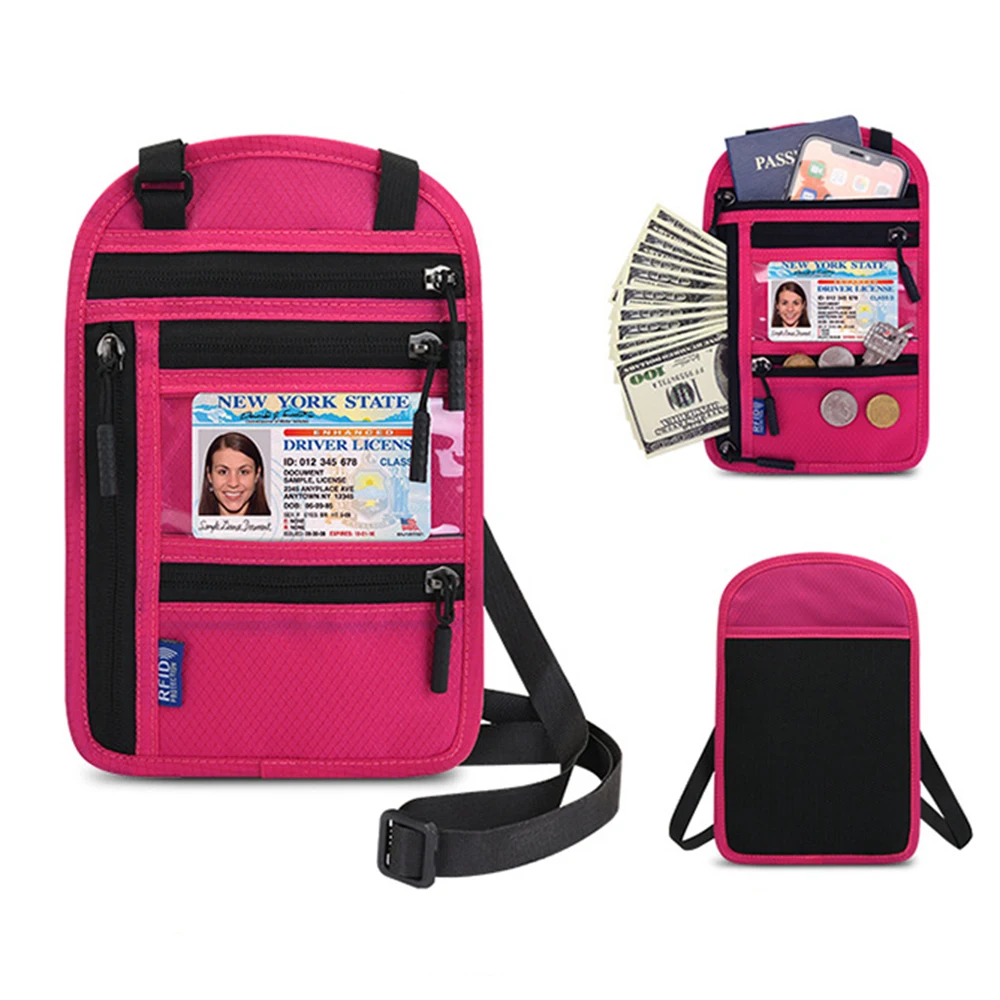 Women Men Passport Cover RFID ID Credit Card Organizer Shoulder Neck Pouch Travel Wallet Phone Bag Waterproof Passport Holder wallet card holder credit card wallet leather wallet credit card holder card holder card wallet id card case business card holder id card holder passport holder document card wallet wallet card bag