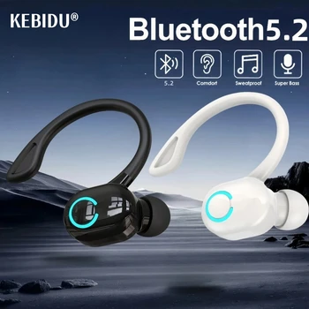 Bluetooth 5.2 Business Cuffia senza fili Gancio per l'orecchio Mini HIFI Bass Auricolare con cancellazione del rumore con microfono Auricolari Sport Gioco Auricolare
