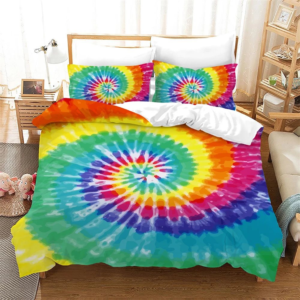 

3 Pieces Tie-dye Bedding Sets Twin Boys Girls Colorful Duvet Cover Set Twin for Kids 3D Print Comforter Cover Set Bedclothes