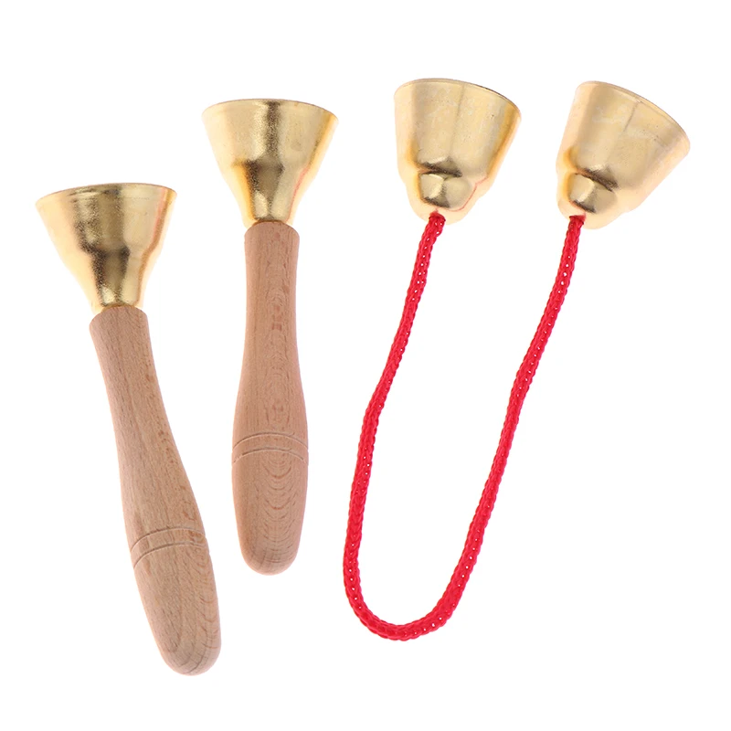 1Pair Children Musical Instrument Toy Bells With Strings/Handles Montessori Orff Instrument Kindergarten Music Play Learning Toy
