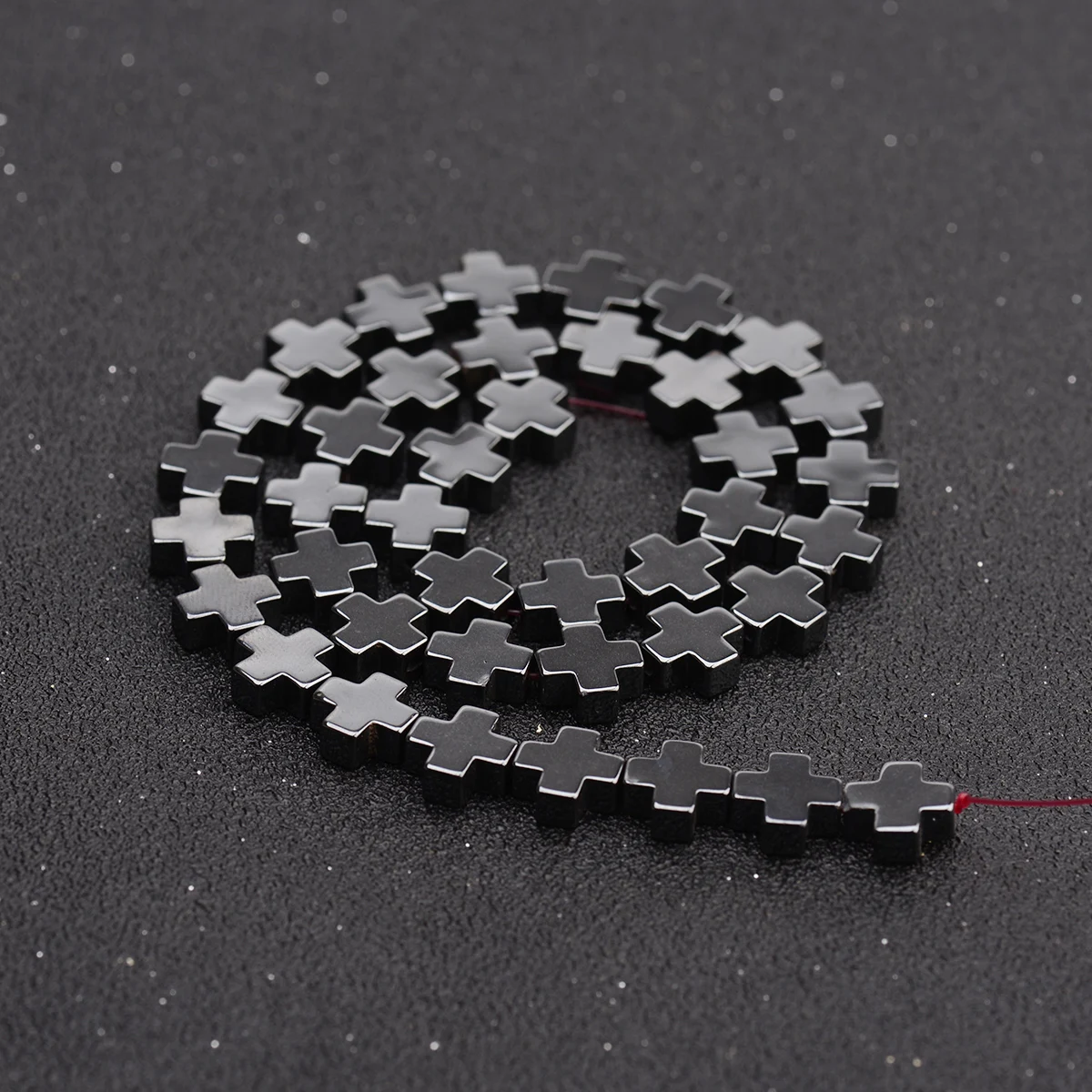 

1Meter Natural Stone Cross Black Hematite Loose Beads for Jewelry Making Needlework DIY Bracelets Charm Accessories