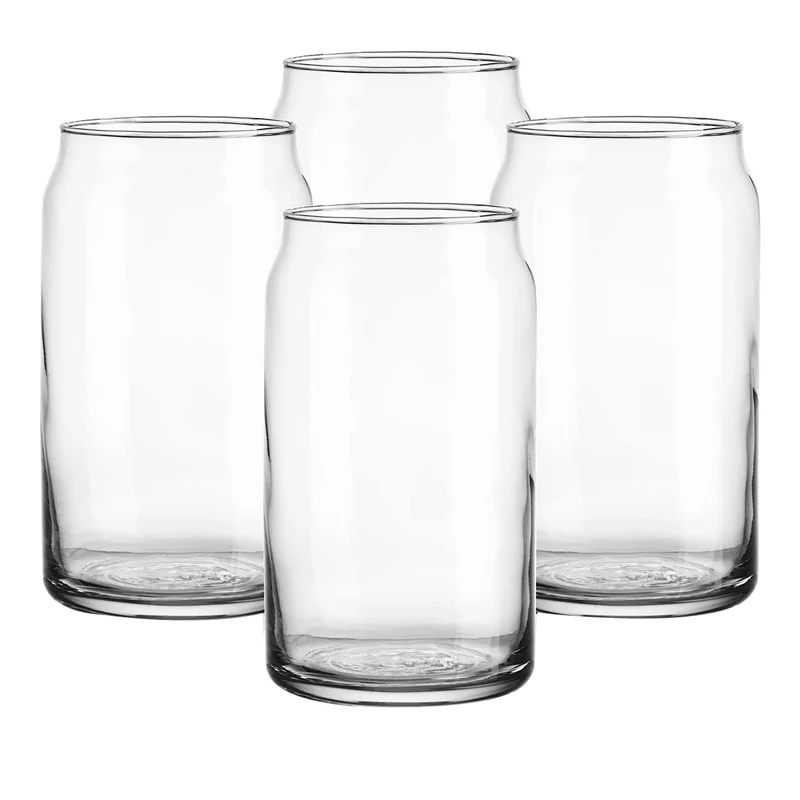 

Drinking Glasses 4PC Can Shaped Glass Cup Set, 16Oz Beer Can Glass Coffee Cups, Glass Tumbler, Cocktail Glasses, Whiskey