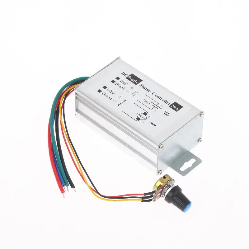 【1Pc PWM 속도 조절기 무단계 DC 모터 속도 컨트롤러 DC 9V-60V 12V 24V 60V 20A 모터 펄스 폭 변조기 조절기】