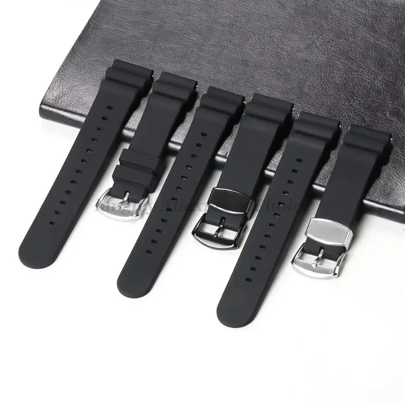 Premium Silicone Watch Band with Ring Clasp and Pin Buckle - Available in 20mm and 22mm