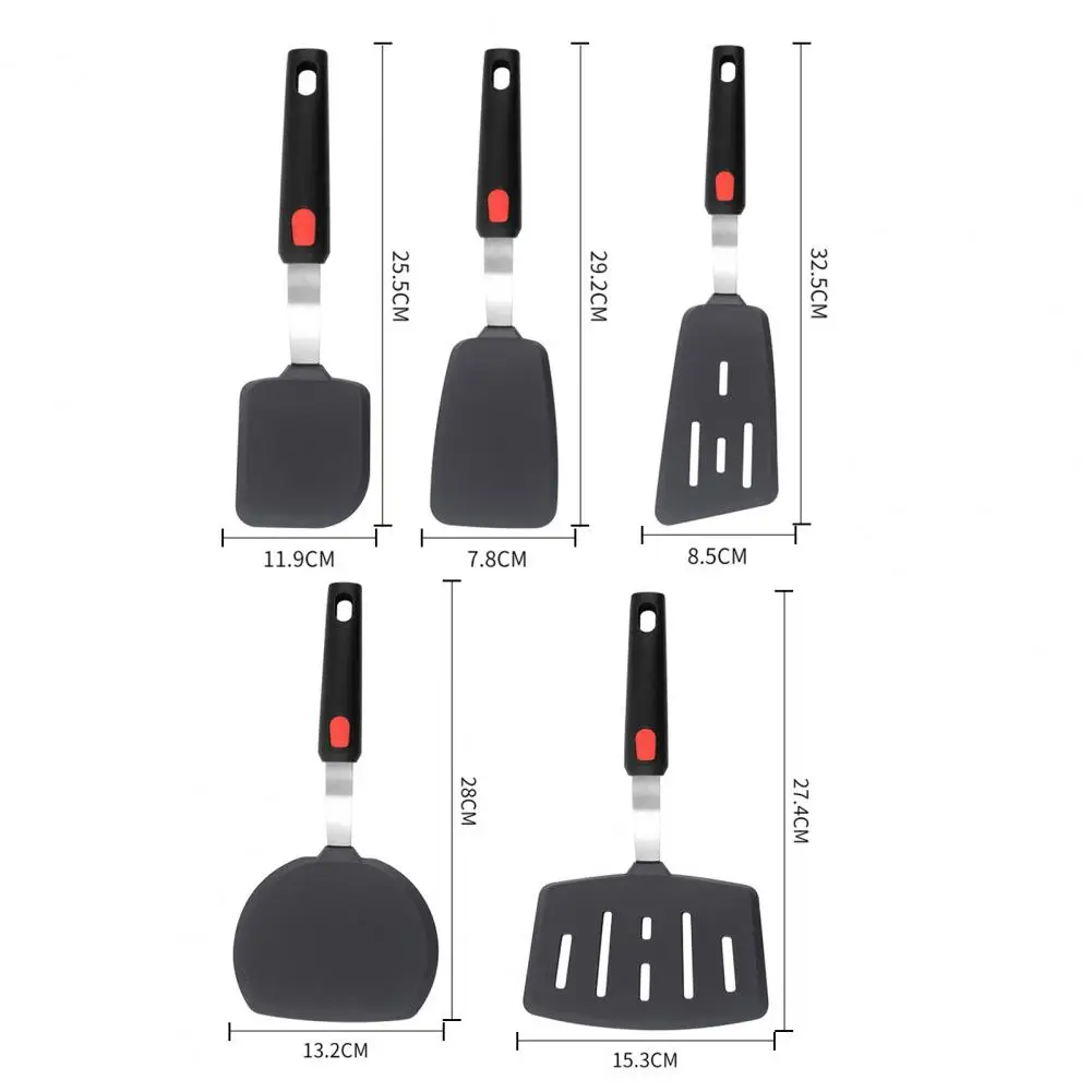 5 Pcs Cooking Spatulas Turner Hollow Out Heat-resistant Food Grade Wide Nonstick Kitchen Egg Pancake Steak Cooking Spatulas