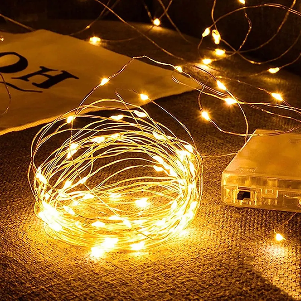 Vibrant LED Fairy String Lights - Battery-Powered Copper Wire for Festive Decor & Gift Giving
