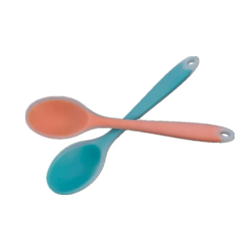 Silicone Serving Spoons Heat Resistant Non-Stick Kitchen Utensils 8 inches 1pc Semi-transparent Colorful with Hanging Hole