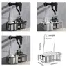 Silver/Black/Grey Hanging Shower Basket with Hooks Large Capacity Bathroom Storage Rack Rustproof Bathroom Hanging Shelf Home 6