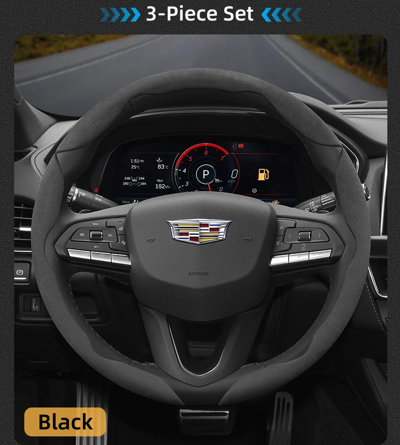 Für Cadillac Wildleder Snap-on Lenkradbezug 2-teiliges Set 3-teiliges Set CT4 CT5 CT6 XT4 XT5 XT6 Escalade CTS SRX ATS Lyriq – Detail 20