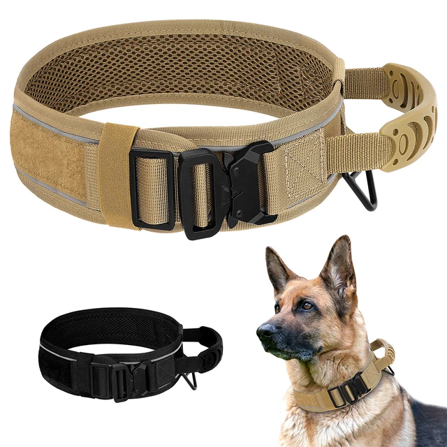 Nylon Durable Dog Collar Military Tactical Pet Training Collars Reflective Necklace With Handle Strong For Medium Large Dogs Nylon Durable Dog Collar Military Tactical Pet Training Collars Reflective Necklace With Handle Strong For Medium Large Dogs