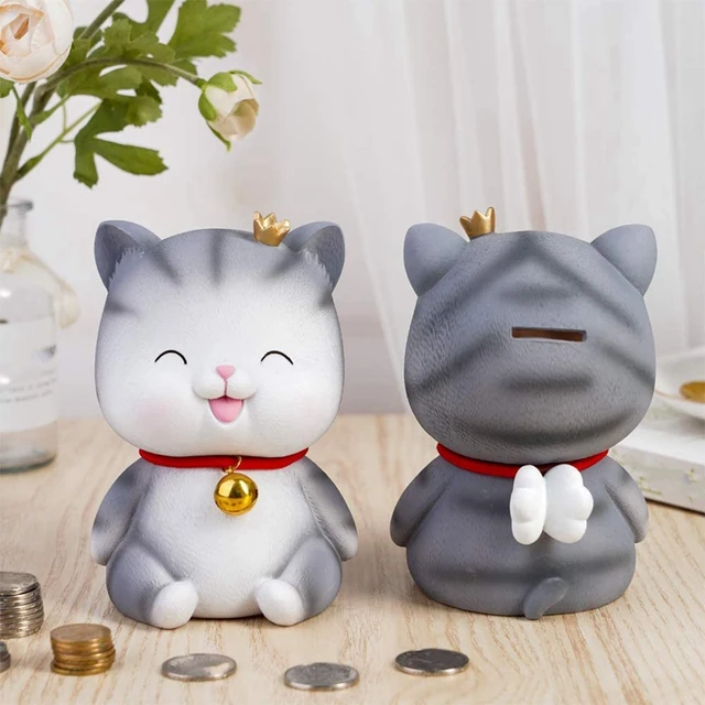 Tirelire décorative en forme de chat mignon, 2 pièces, banque de pièces de  monnaie, aide à prendre de bonnes habitudes d'argent, yeux fermés et yeux  ouverts - AliExpress