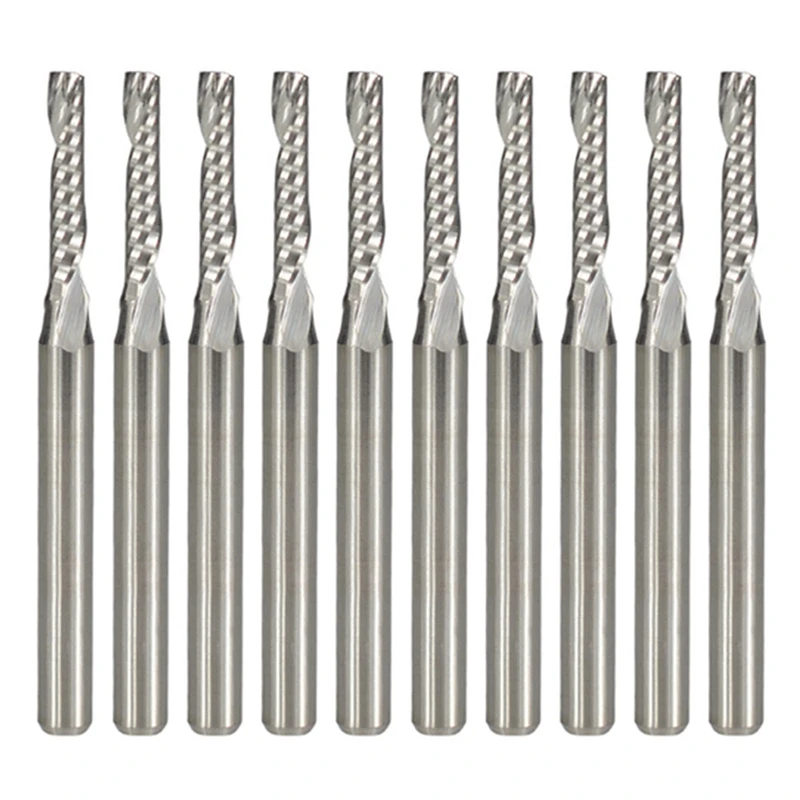 

Набор фрез с ЧПУ, твердосплавные Серебристые биты с плоским носом для дерева, ПВХ, МДФ, твердой древесины, твердой древесины, 10 шт.