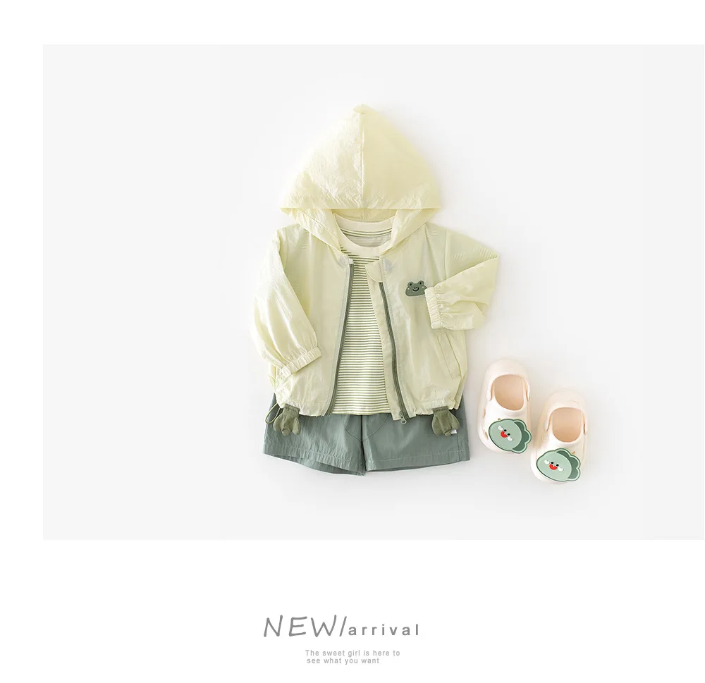 Description Picture 6 of itemMILANCEL New Summer Baby Hooded Sun Protection Clothing Toddler Boys Cartoon Frog Coat Girls Thin Style Tops