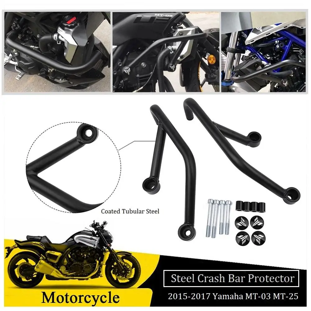 Black Motorcycle Parts Crash Bar Engine Guard Frame Bumper Protector for 2015-2021 Yamaha MT03 MT25 MT 03 25 MT-03 MT-25 | Автомобили и