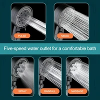 One Touch Water Stop Handheld Shower Head 5 Modes Adjustable High Pressure Black Shower Head Bathroom Accessories 2