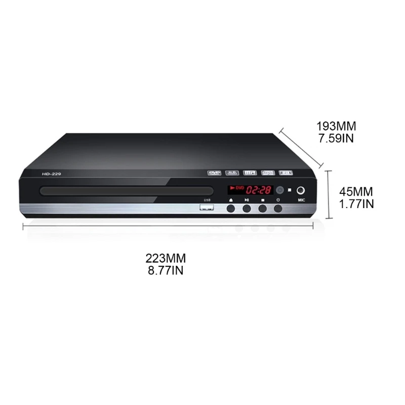 Dvd player High-defination 1080P Home DVD Player Box TV All Region Free DVD CD-Discs Player AV-Output Built-in MIC-port 55KC