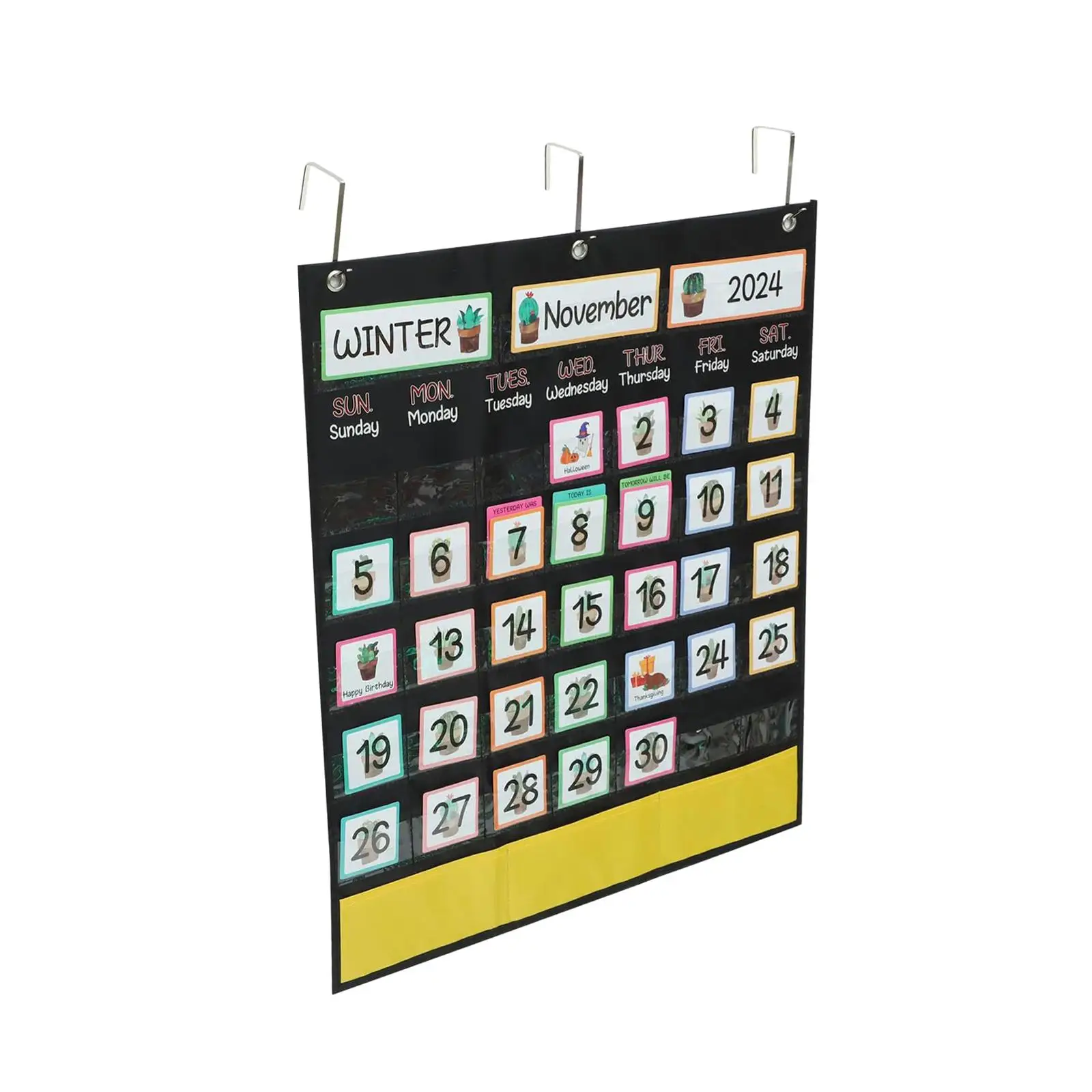 

Calendar Pocket Chart Home with 89 Cards and 3 Hooks Festival Kindergarten Preschool Weekly Calendar Monthly Classroom Calendar