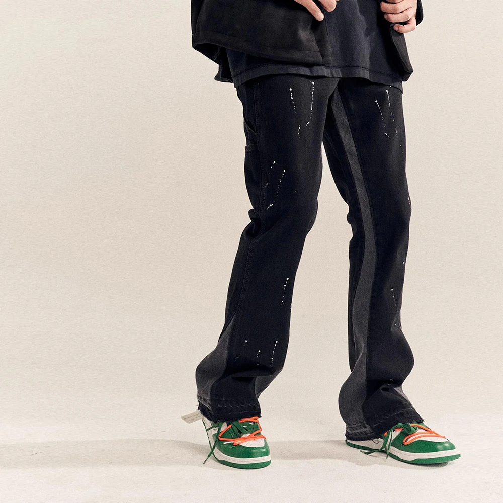 Men's Vintage Streetwear Flared Jeans Pants Hip Hop Wide Leg