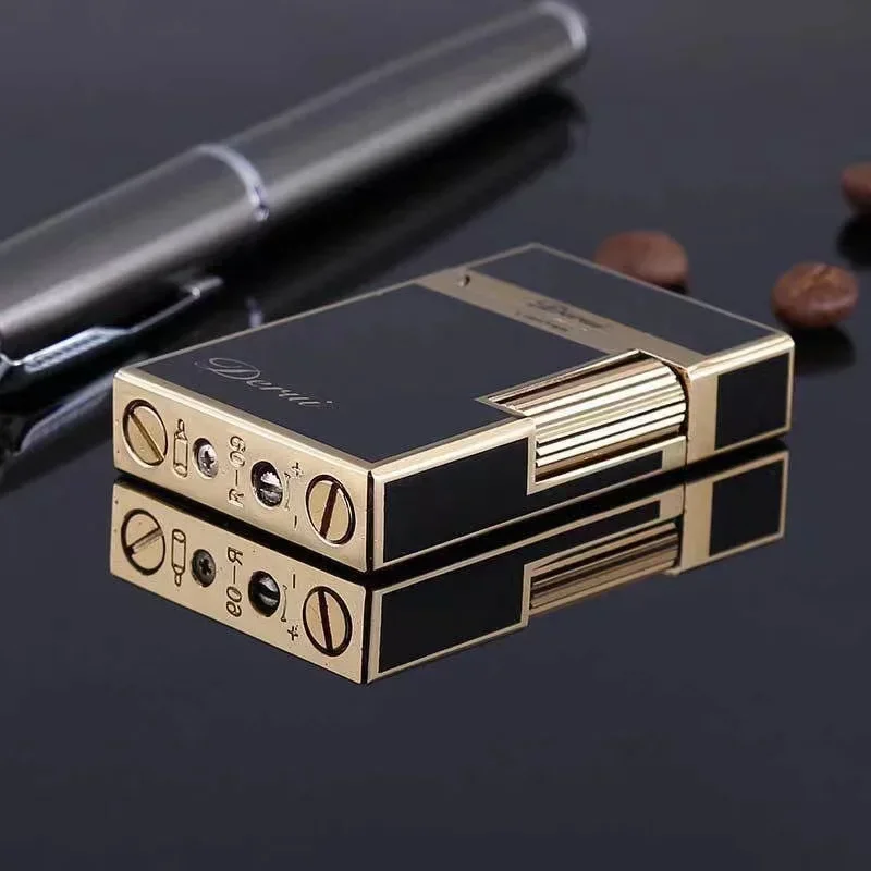 Derui Metal Gas Lighter Creative Windproof Grinding Wheel Butane Lighter Men's Fun Gift Cigarette Accessories Tool Gift butane gas lighter cigarette lighter