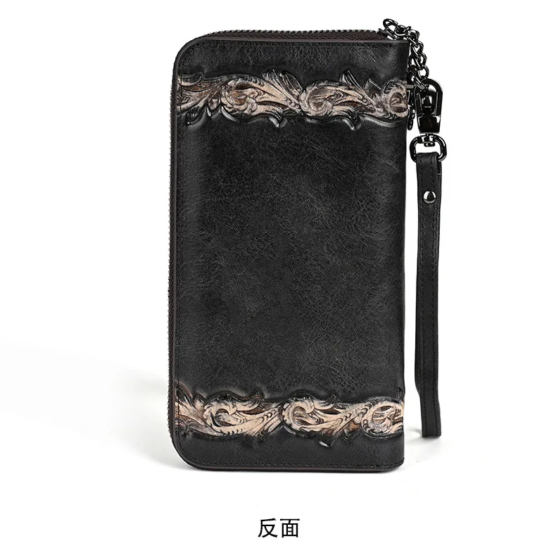 3D Floral Kuh Leder Handtasche Tasche für Frau Große Lange Echtleder Clutch Modische Damen Kuh Leder Geldbörsen – Detail 18