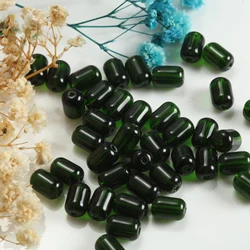 20pcs Misty Blue Glass Tube Spacer Beads - 6x9mm 40pcs (Dark Green - 1)