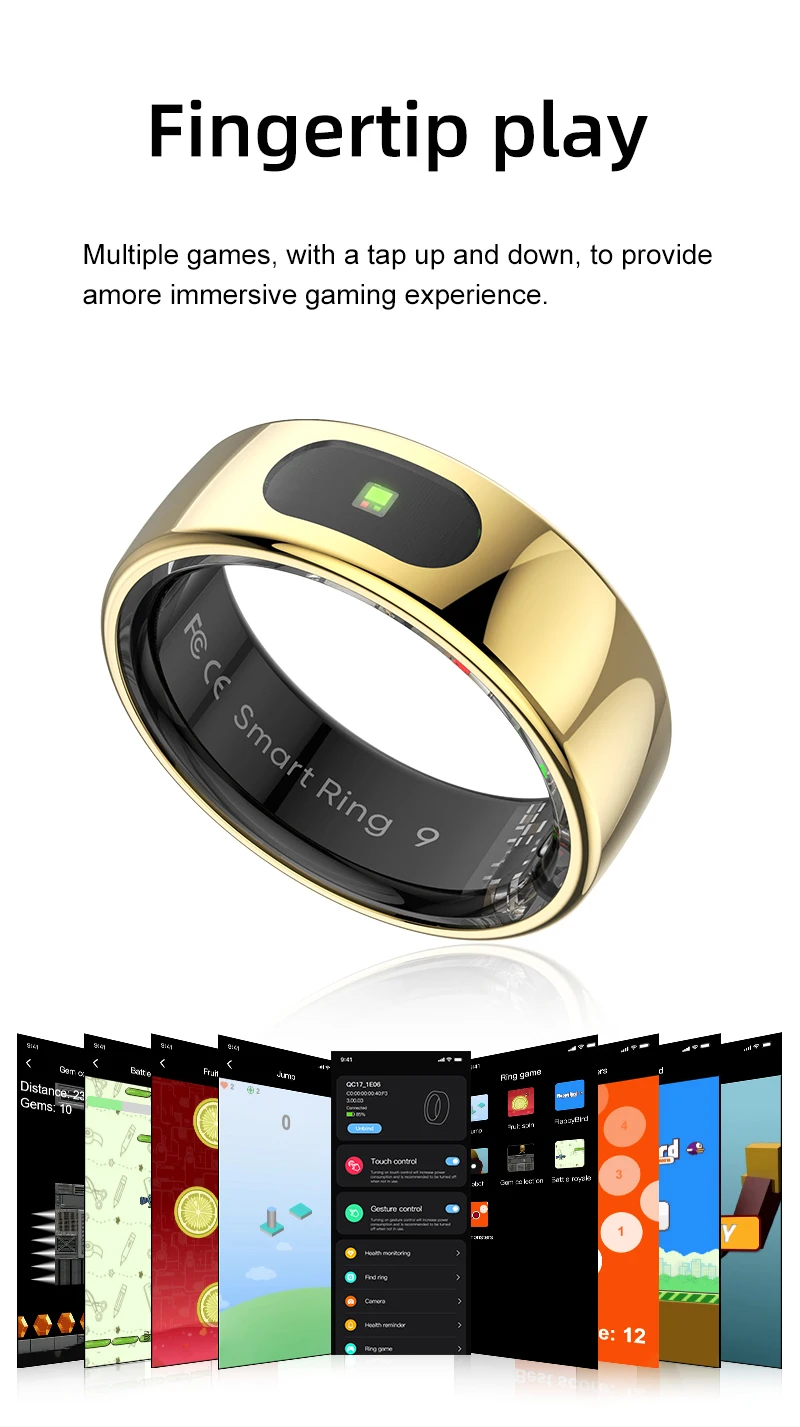 New R08 Smart Ring With Charging Case Smart Touch Screen Health Monitor Sports Fitness Tracker IP68 5ATM Waterproof Smart Ring
