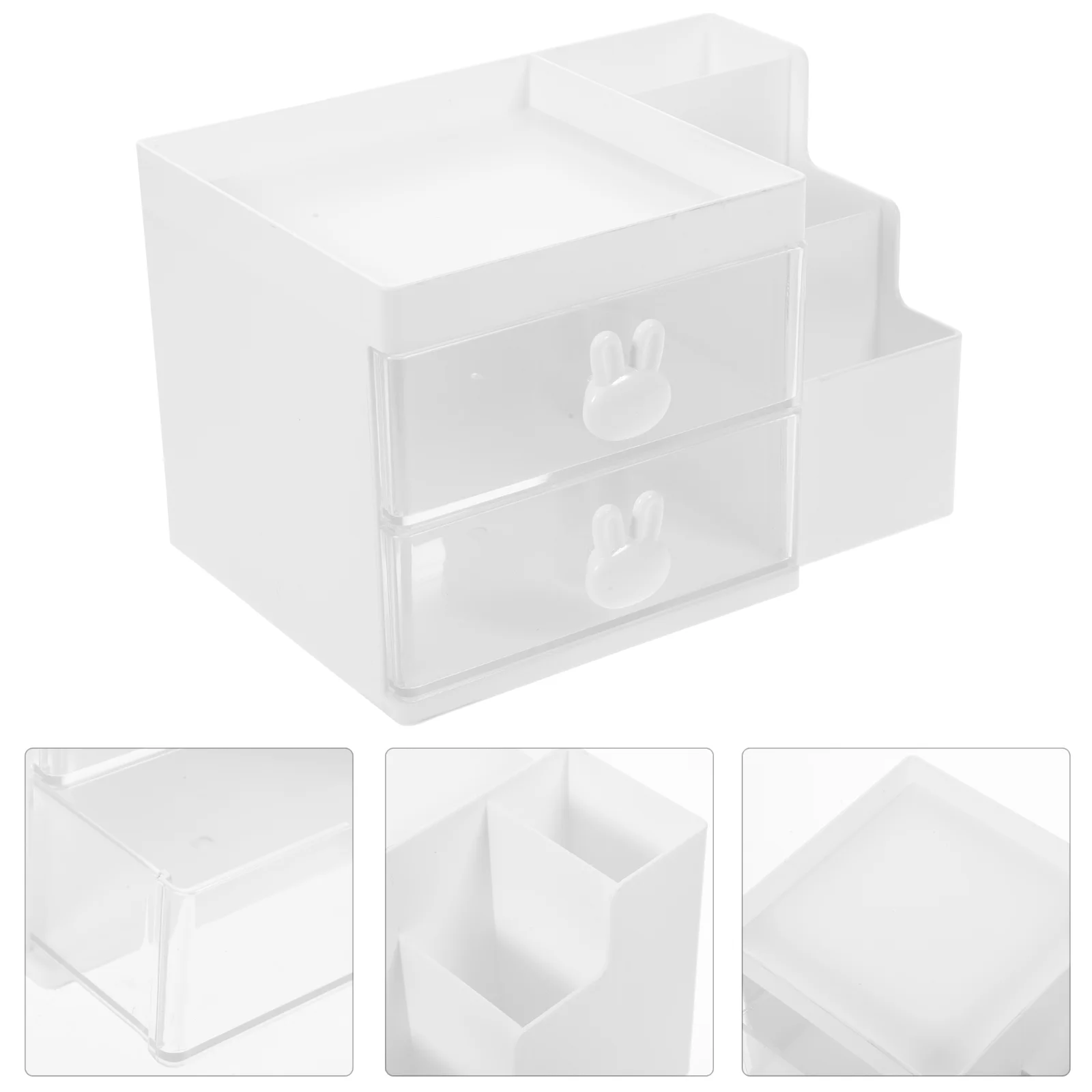 Desktop Pen Holder Storage Box Drawer-type Office Stationery Cosmetics Multi-Function Organizing Rack (White) File Organizer