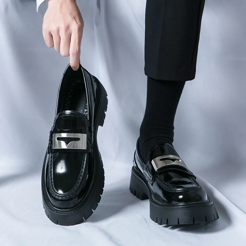 Comfortable Platform Dress Shoes Fashion Patent Leather Men's Formal Shoes Comfortable Platform Comfortable Platform Dress Shoes Fashion Patent Leather Men's Formal Shoes Comfortable Platform